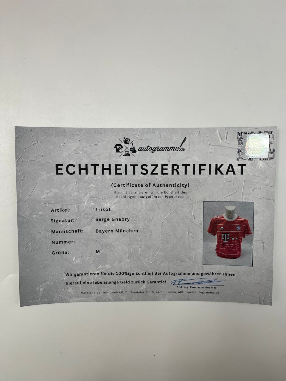 Bayern München Trikot Serge Gnabry signiert Autogramm Adidas COA neu M