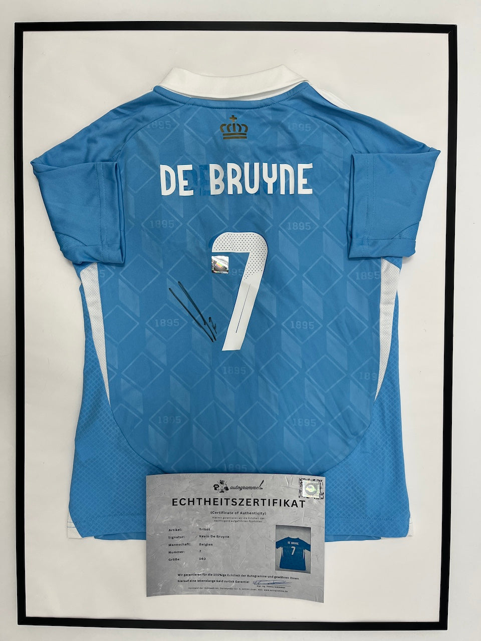 Belgien Trikot Kevin De Bruyne signiert im Rahmen COA Adidas 140