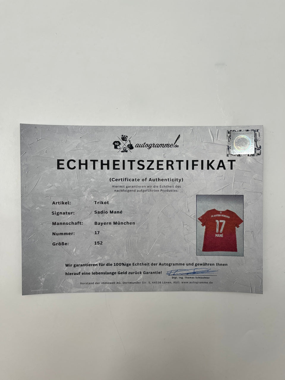Bayern München Trikot Sadio Mane signiert im Rahmen COA Adidas neu 152