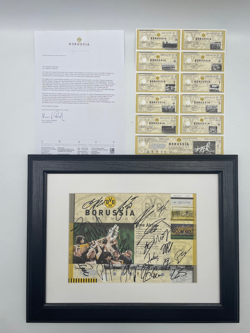 Original BVB Borussia Dortmund jewelry share signed and framed