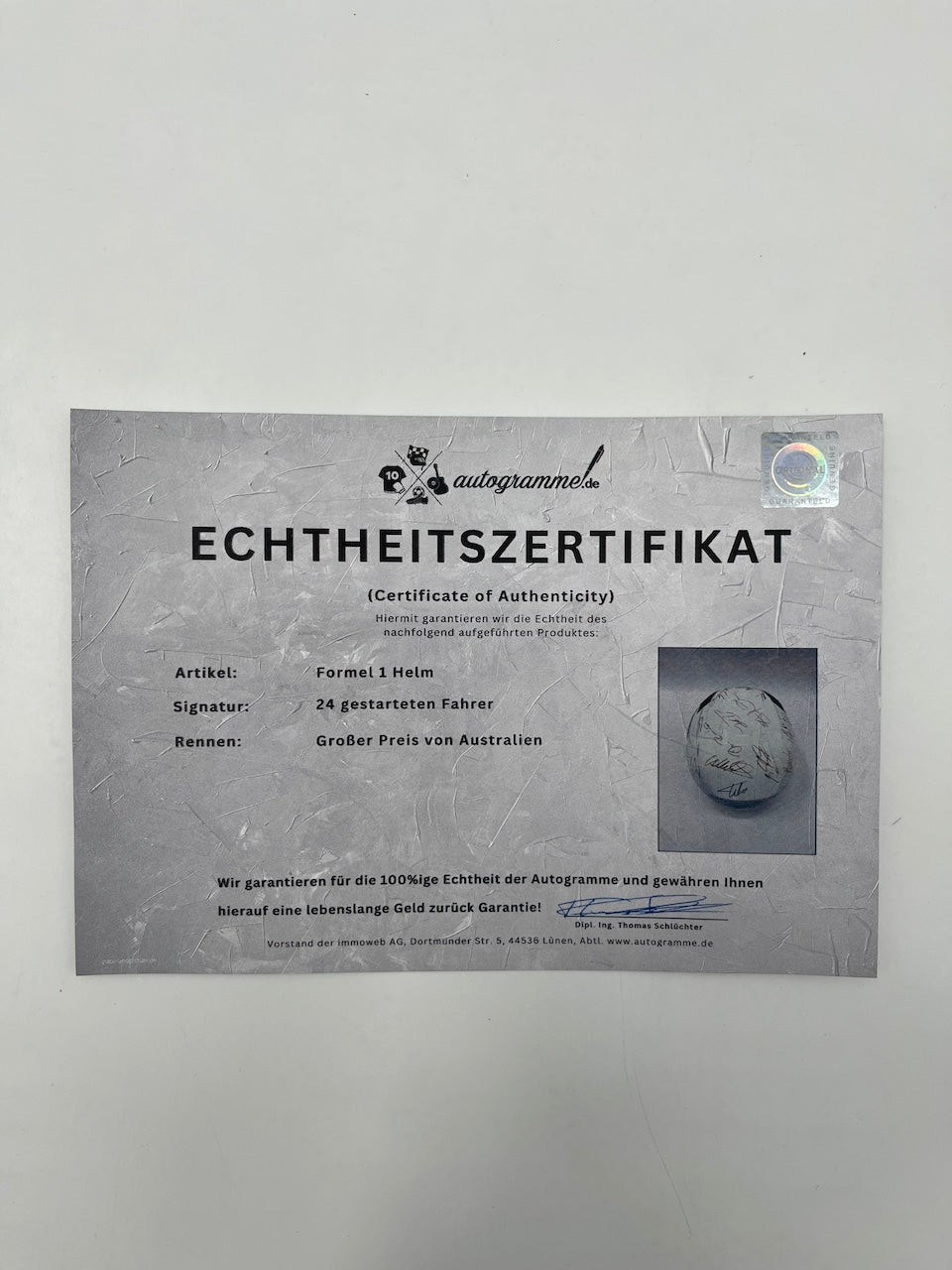Formel 1 Helm unterschrieben von 24 Fahrern Unterschrift Michael Schumacher