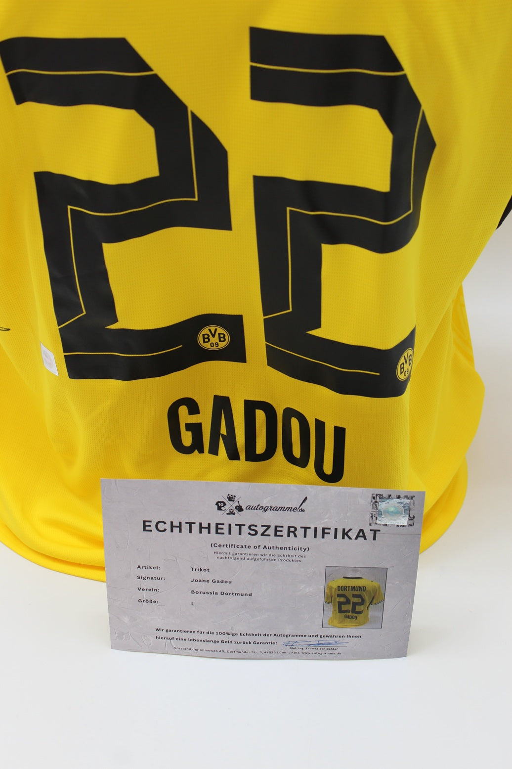 Borussia Dortmund Trikot Joane Gadou COA BVB Puma neu L 26/27
