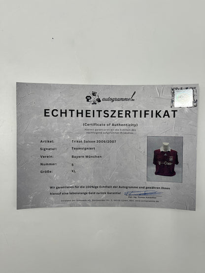 Bayern München Trikot 2006/2007 Teamsigniert Autogramm COA Adidas XL