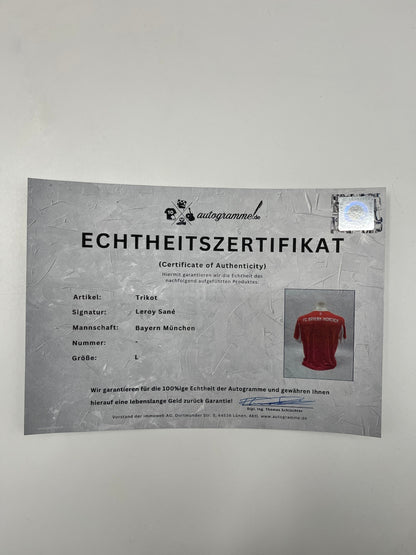 Bayern München Trikot Leroy Sane signiert Autogramm Adidas COA L