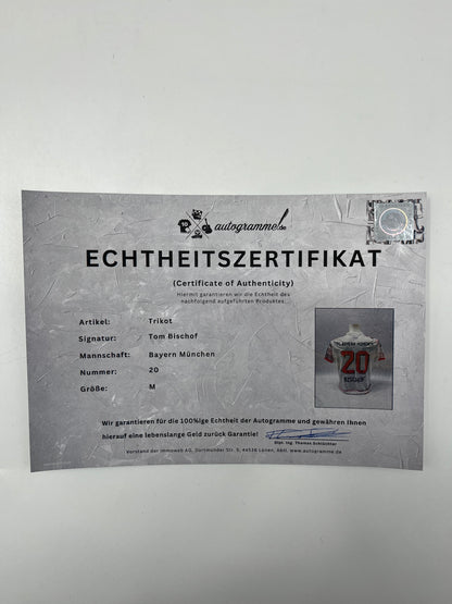 Bayern München Trikot Tom Bischof signiert Autogramm Adidas COA M