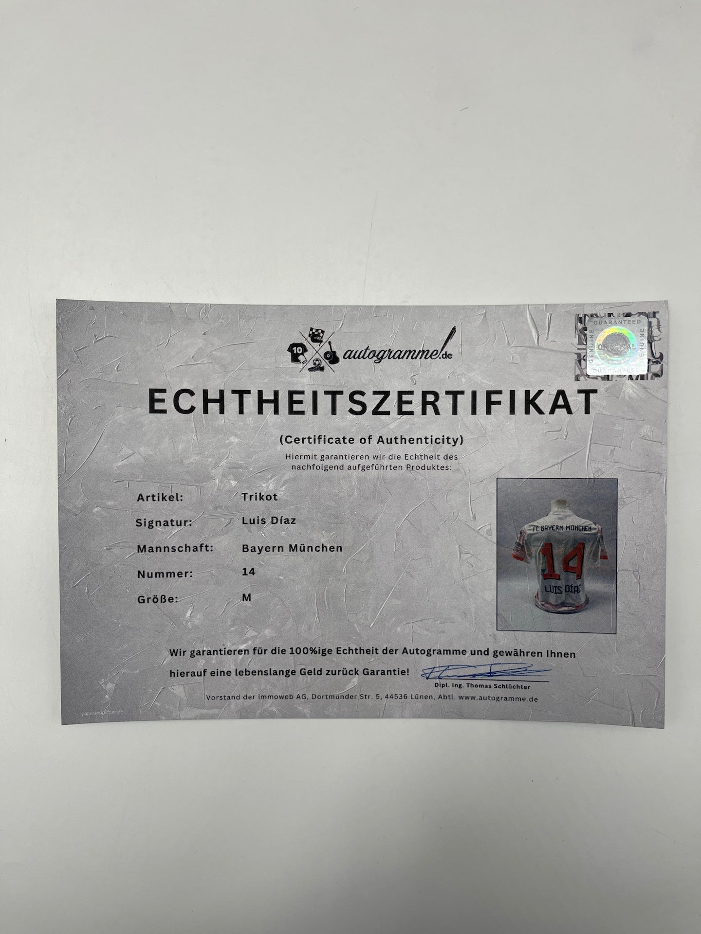 Bayern München Trikot Luis Diaz signiert Autogramm Adidas COA M