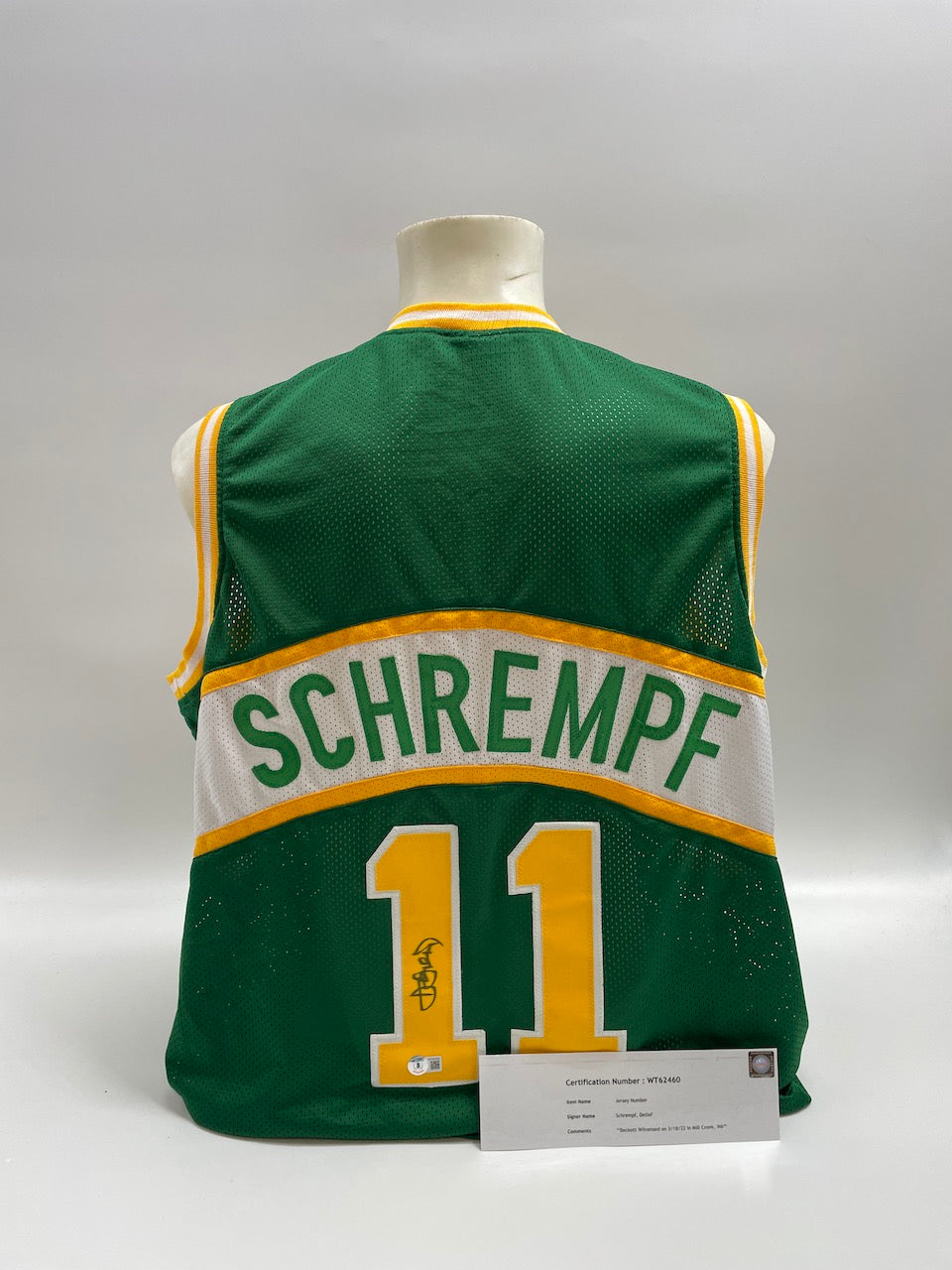 Basketball Trikot Detlef Schrempf signiert NBA Seattle SuperSonics COA XL