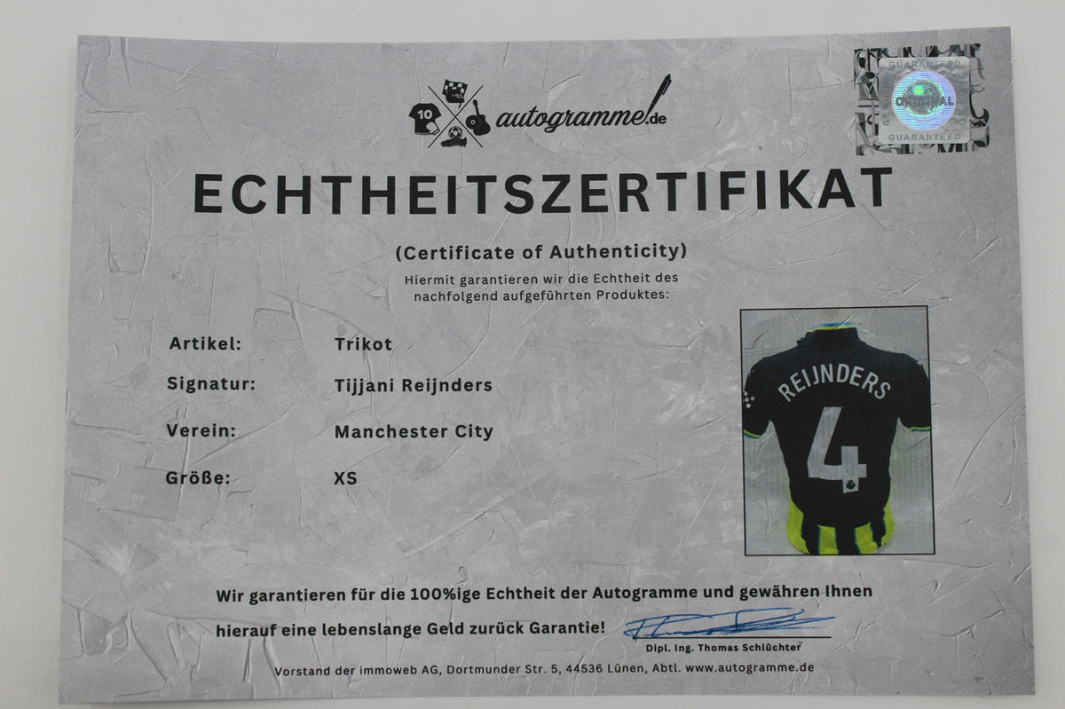 Manchester City Trikot Tijjani Reijnders signiert Autogramm Puma COA neu XS 24/25