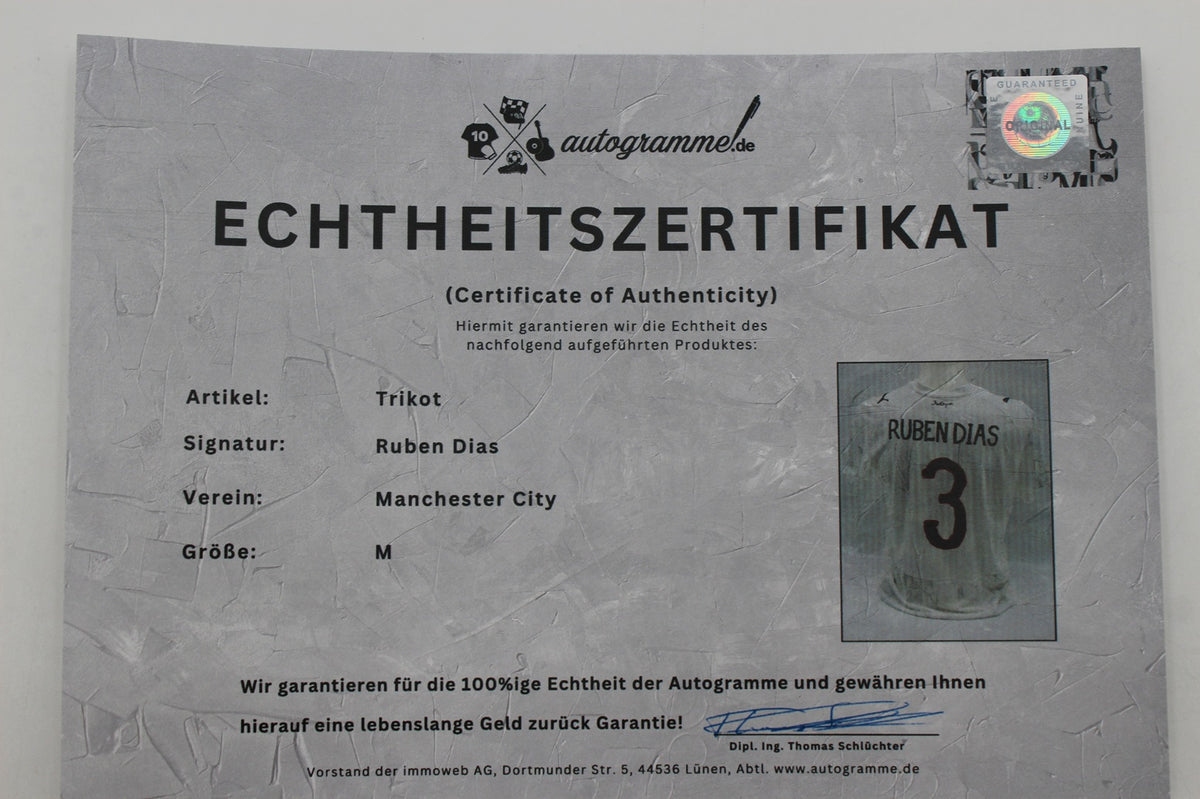 Manchester City Trikot Ruben Dias signiert Autogramm Puma COA neu M 2025