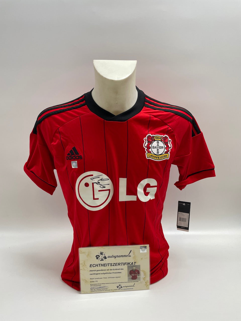 Bayer Leverkusen Trikot Ulf Kirsten signiert Autogramm COA Adidas 176