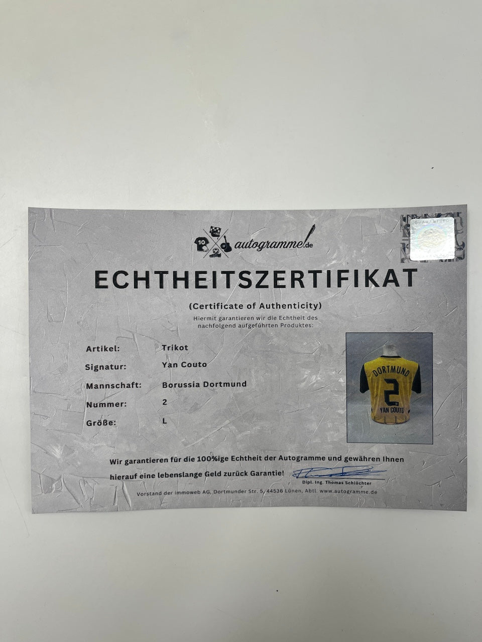 Borussia Dortmund Trikot Yan Couto signiert BVB Puma L