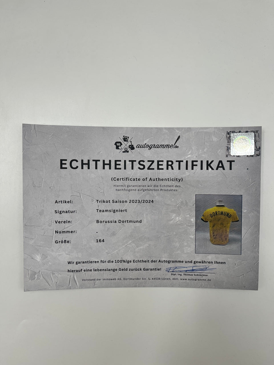 BVB Trikot 2023/2024 Teamsigniert Borussia Dortmund COA Puma 164