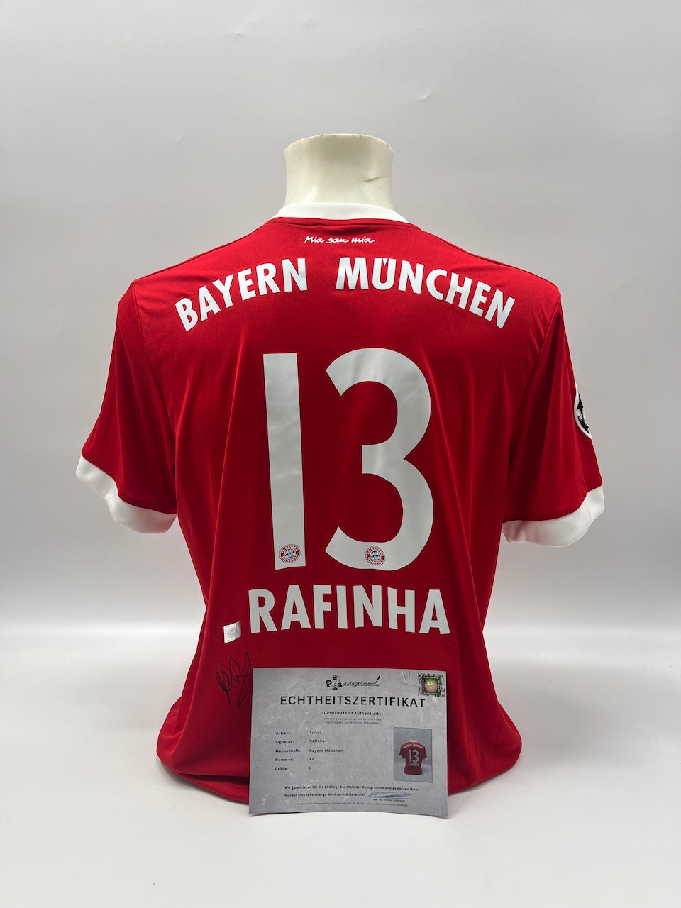 Bayern München Trikot Rafinha signiert Autogramm Adidas COA L