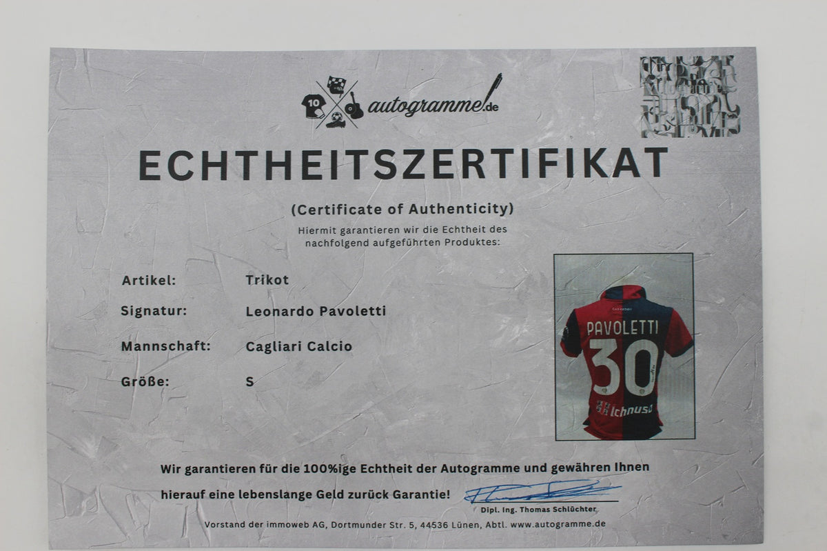 Cagliari Calcio Trikot Leonardo Pavoletti signiert Autogramm Eye Sport neu S 2023/2024