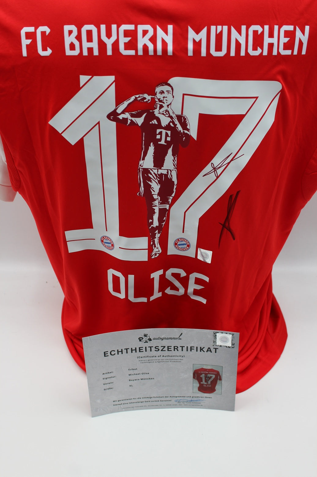 Bayern München Trikot Michael Olise signiert Autogramm Adidas COA XL 2025/2026