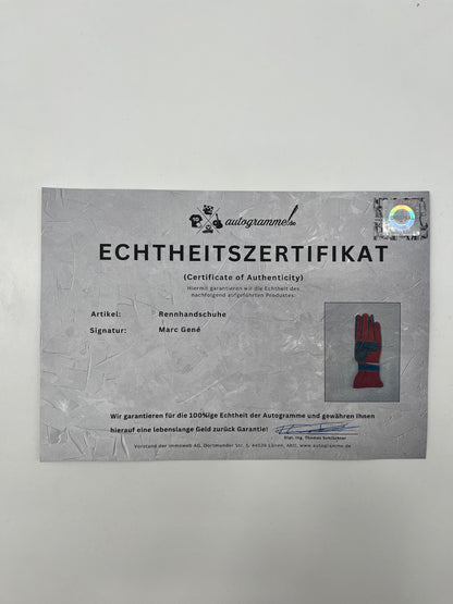 Marc Gene signierter Rennhandschuh Formel 1