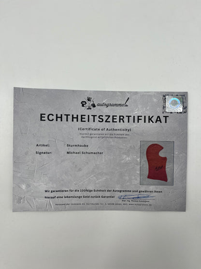 Michael Schumacher signierte Sturmhaube Formel 1