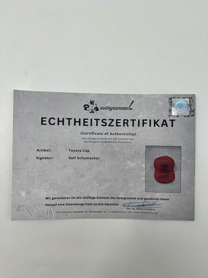 Toyota Cap signiert von Ralf Schumacher Autogramm COA