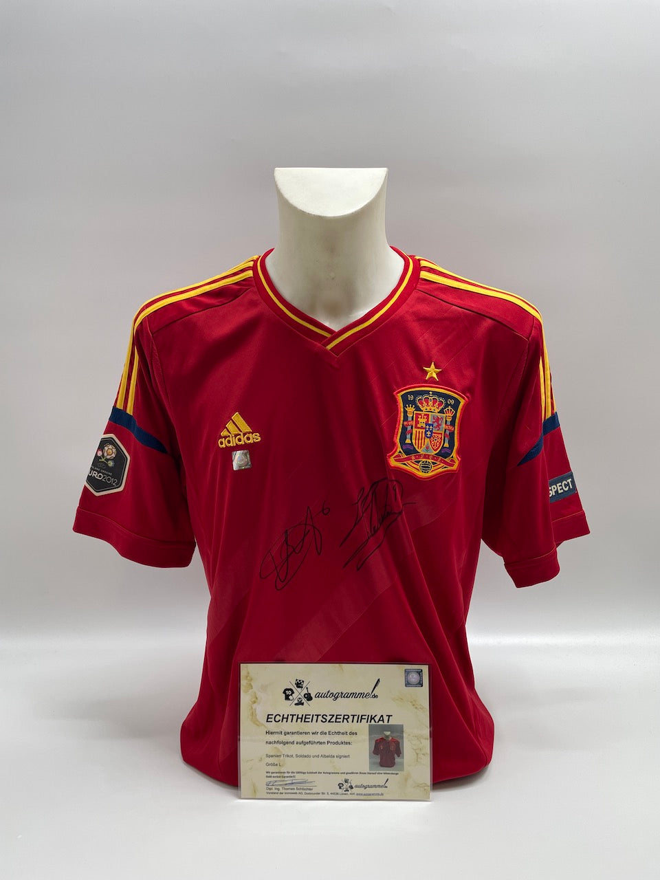 Spain jersey Roberto Soldado and David Albelda signed adidas new Spain L