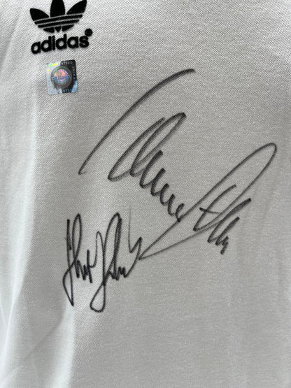 DFB Repro Trikot Klaus Fischer & Horst Hrubesch signiert Adidas COA M