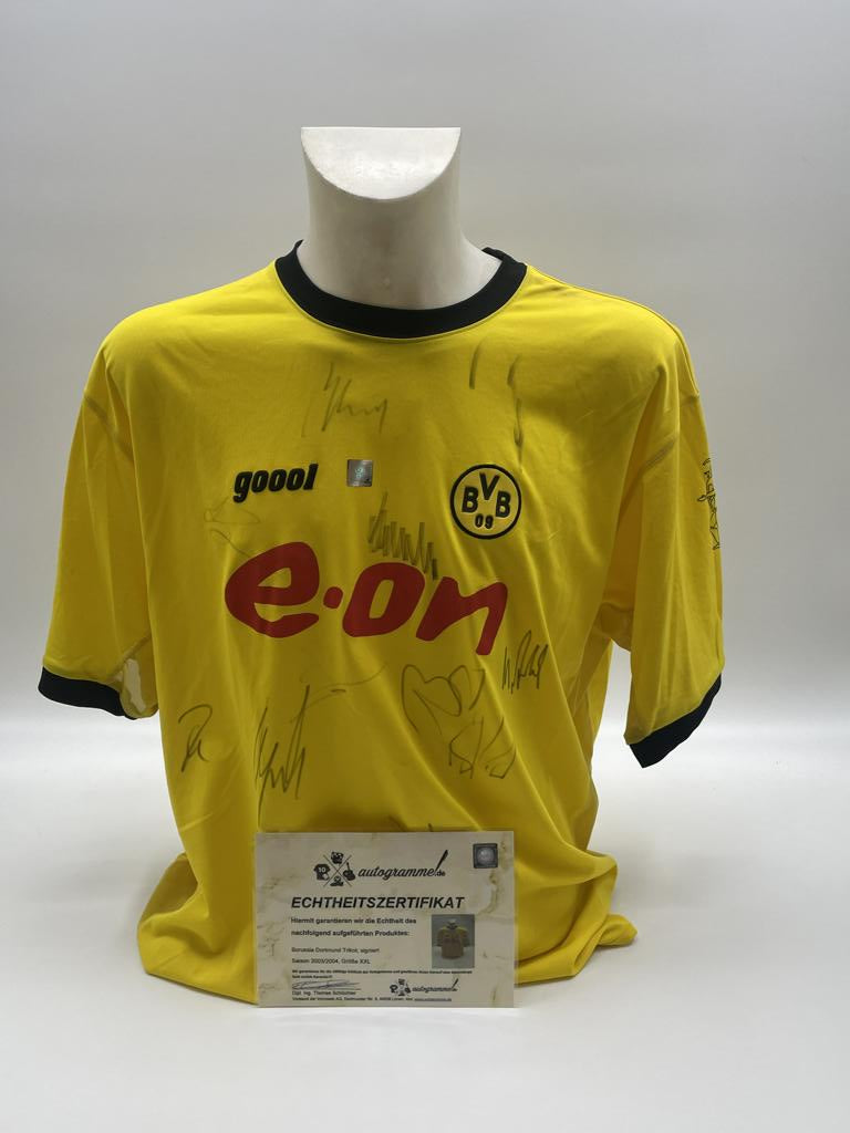 BVB jersey 2003/2004 team signed Borussia Dortmund COA goool XXL