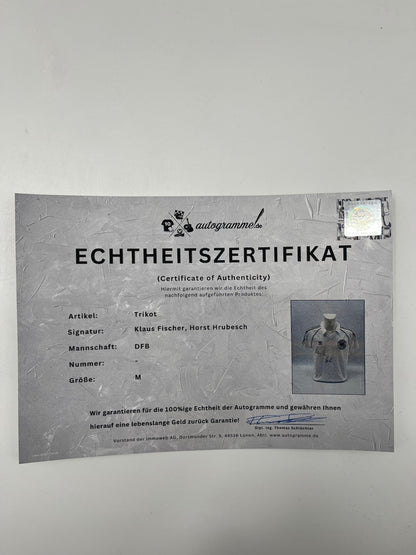 DFB Repro Trikot Klaus Fischer & Horst Hrubesch signiert Adidas neu M