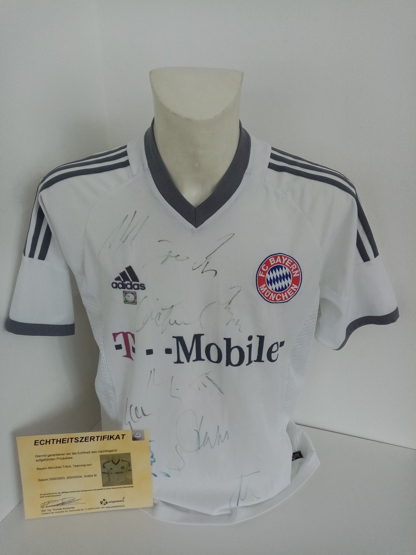 Bayern München Trikot 02/03 03/04 Teamsigniert Fußball Bundesliga COA Adidas M