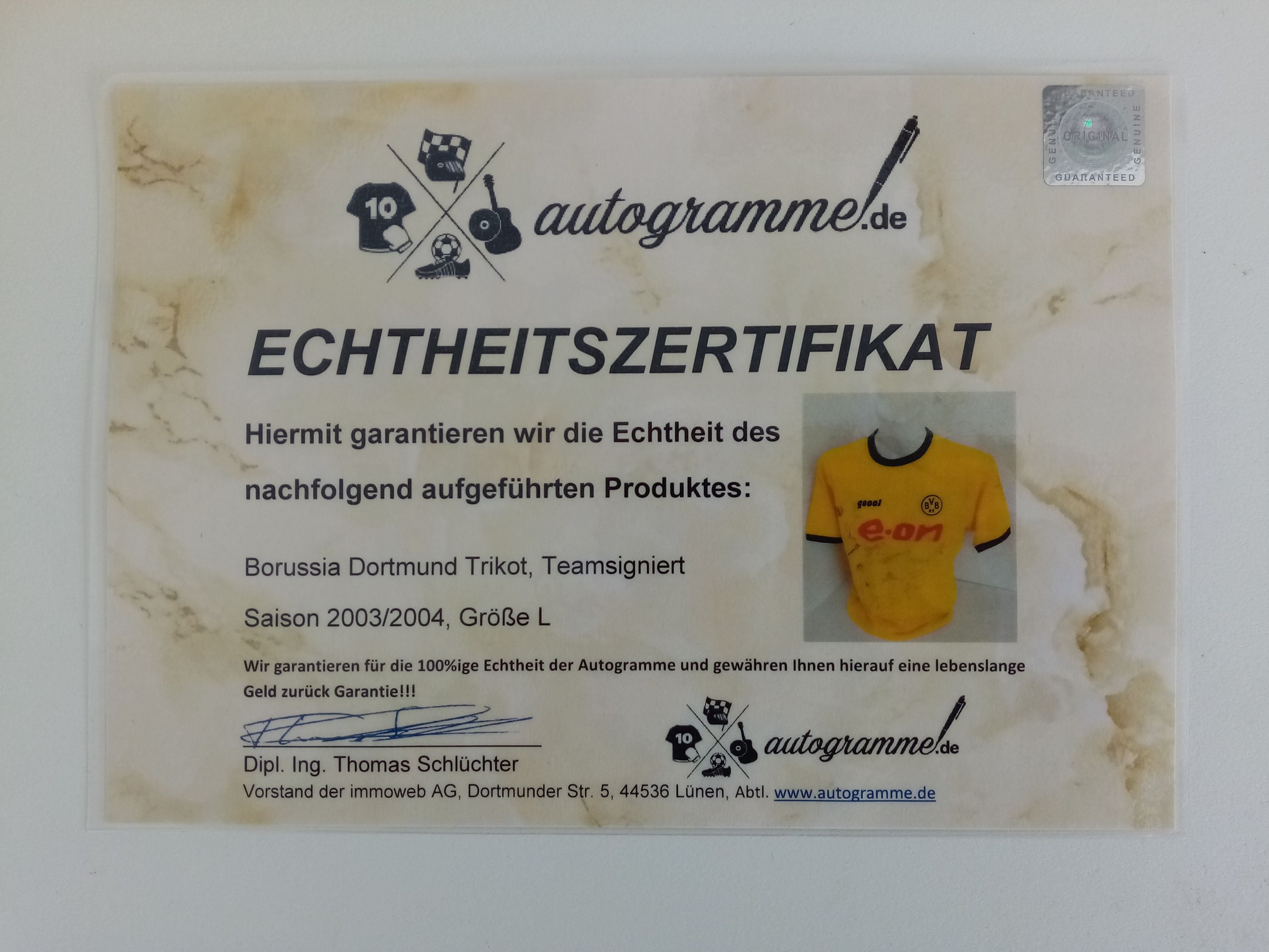 Trikot 03/04 Teamsigniert BVB Borussia Dortmund Autogramm goool M store