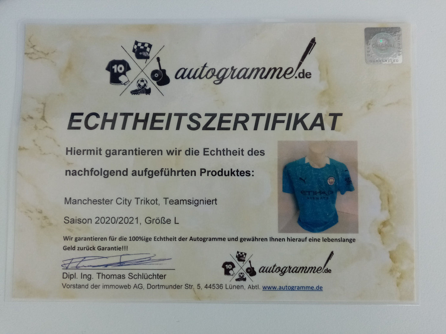 Manchester City Trikot 20/21 Teamsigniert England Autogramm Fußball Puma L
