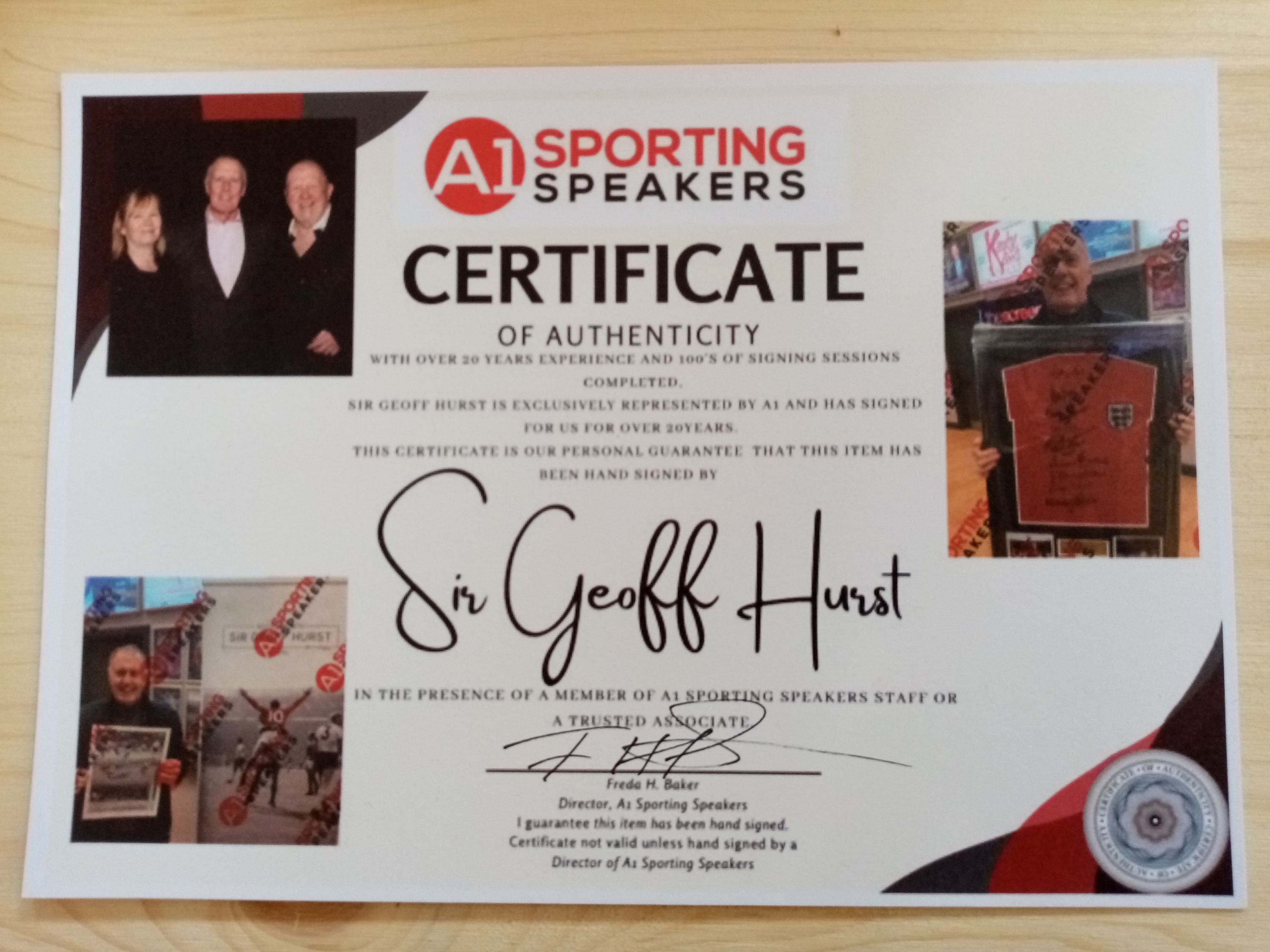 Shirt Geoff Hurst signed England Wembley West Ham Neu Coa M