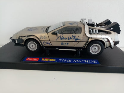 Back to the future model car signed by the actors of the film