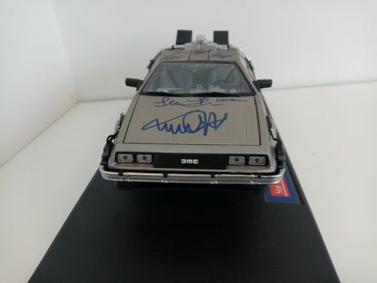 Back to the future model car signed by the actors of the film