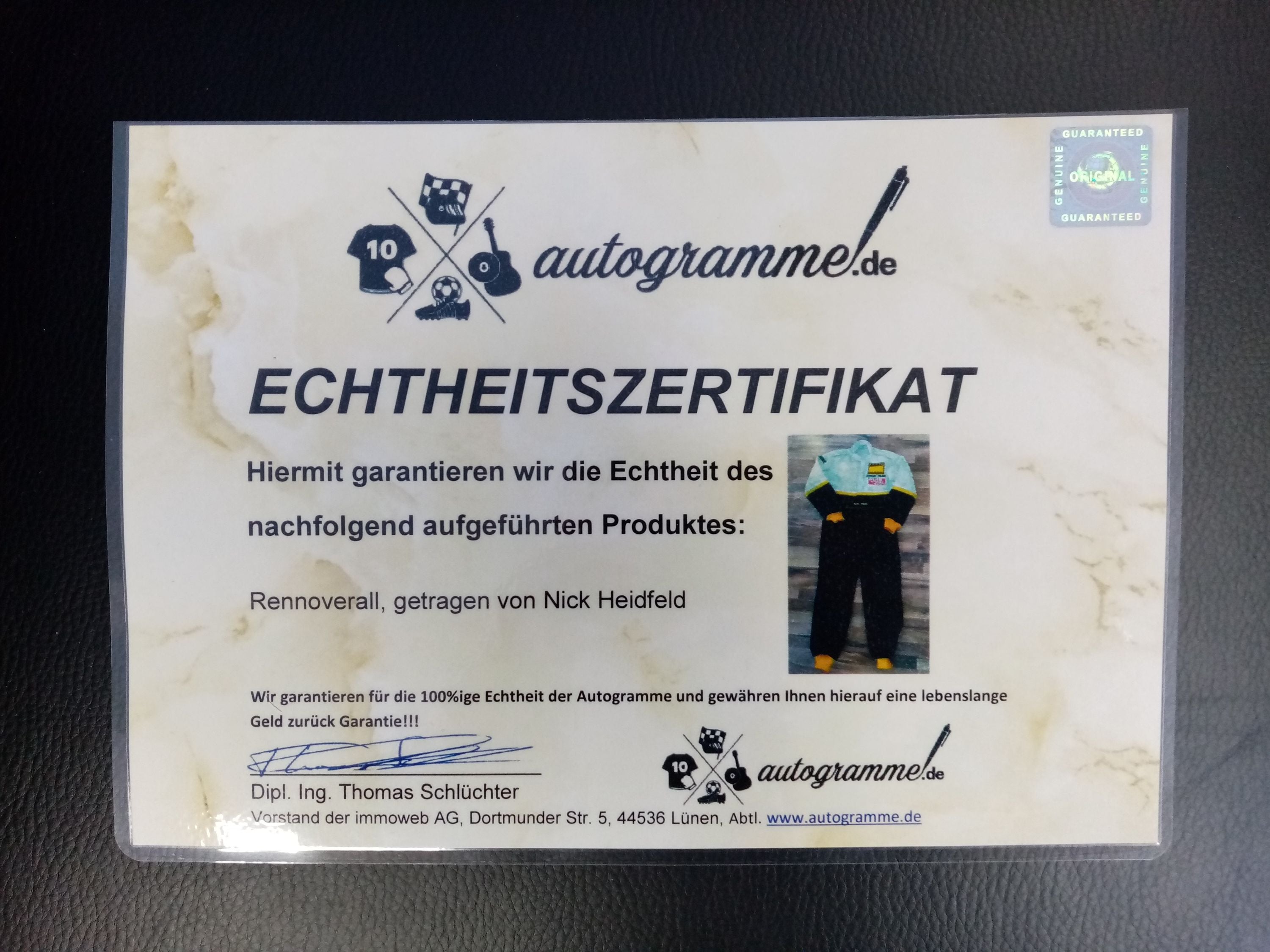 Racing overall worn by Nick Heidfeld adac junior team