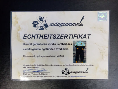 Racing overall worn by Nick Heidfeld adac junior team