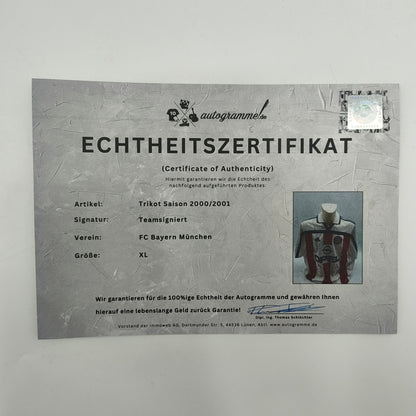 Bayern München Trikot 2000/2001 Teamsigniert Bundesliga COA Adidas neu XL