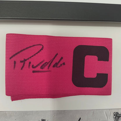 Kapitänsbinde Rivaldo signiert im Rahmen FC Barcelona Fußball Autogramm