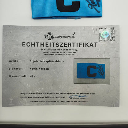Kapitänsbinde Kevin Keegan signiert im Rahmen HSV Autogramm COA Fußball