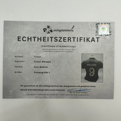 Real Madrid Damen Trikot Kylian Mbappe signiert Autogramm Adidas COA L