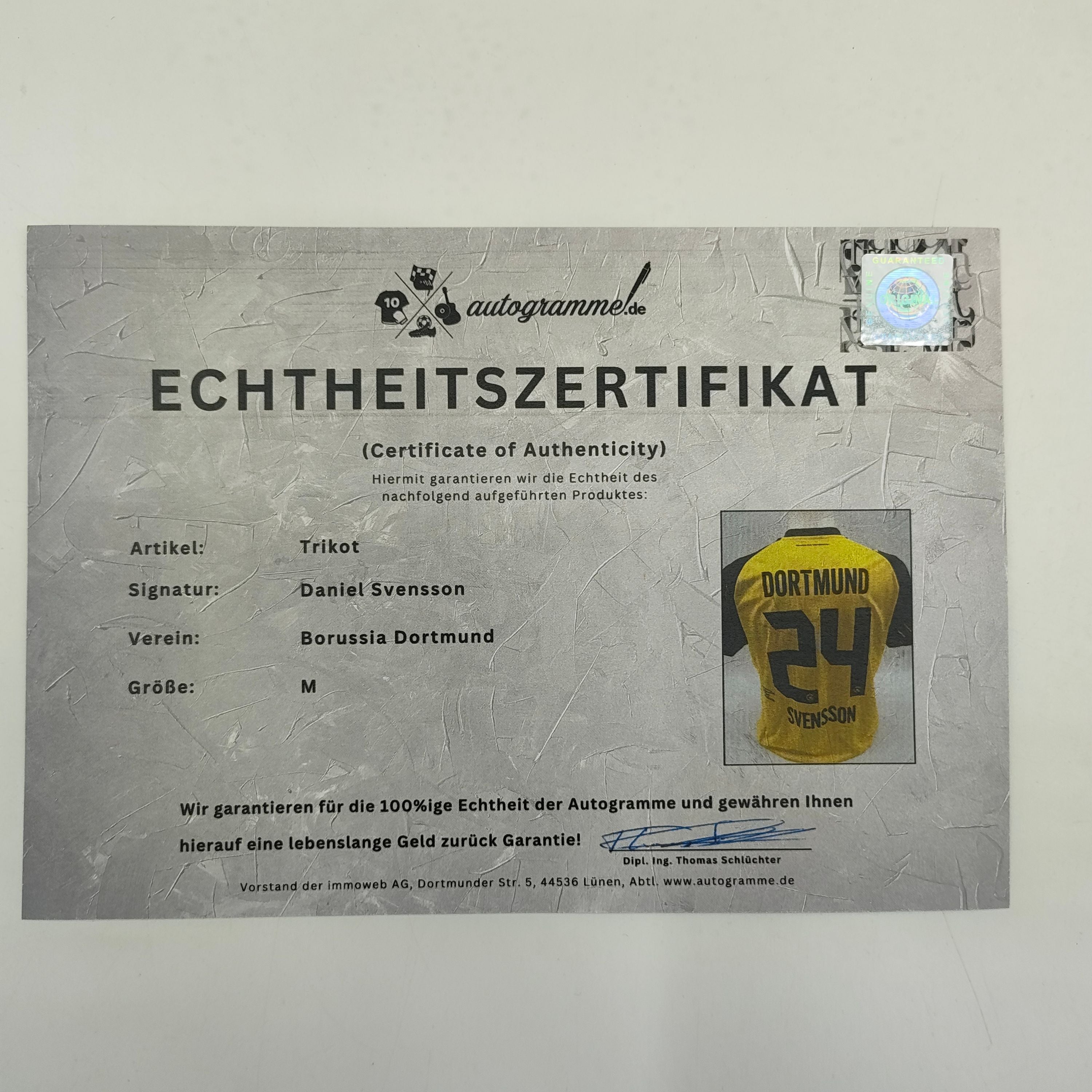 Borussia Dortmund Trikot Daniel Svensson signiert BVB COA Puma neu M 25/26