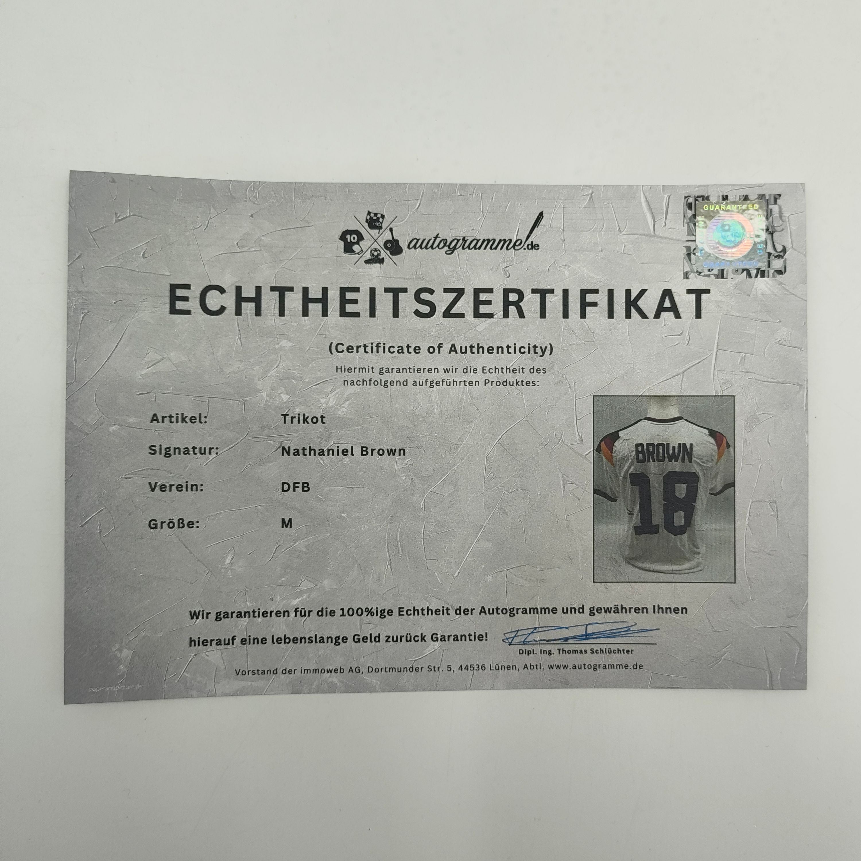 DFB Trikot WM 2026 Nathaniel Brown signiert Adidas COA neu M