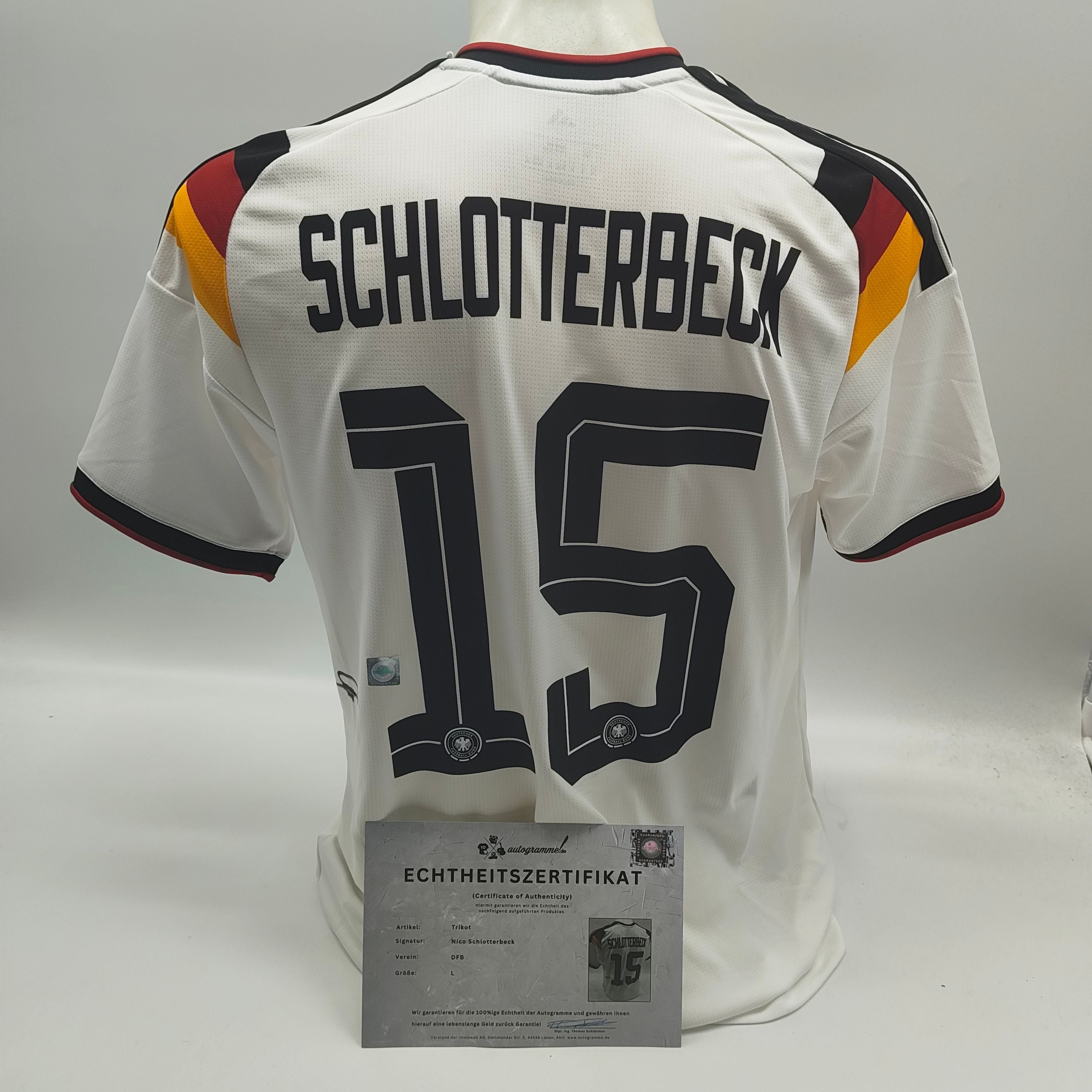 DFB Trikot WM 2026 Nico Schlotterbeck signiert Autogramme Adidas COA neu L