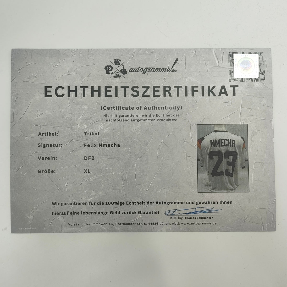 DFB Trikot WM 2026 Felix Nmecha signiert Autogramme Adidas neu XL