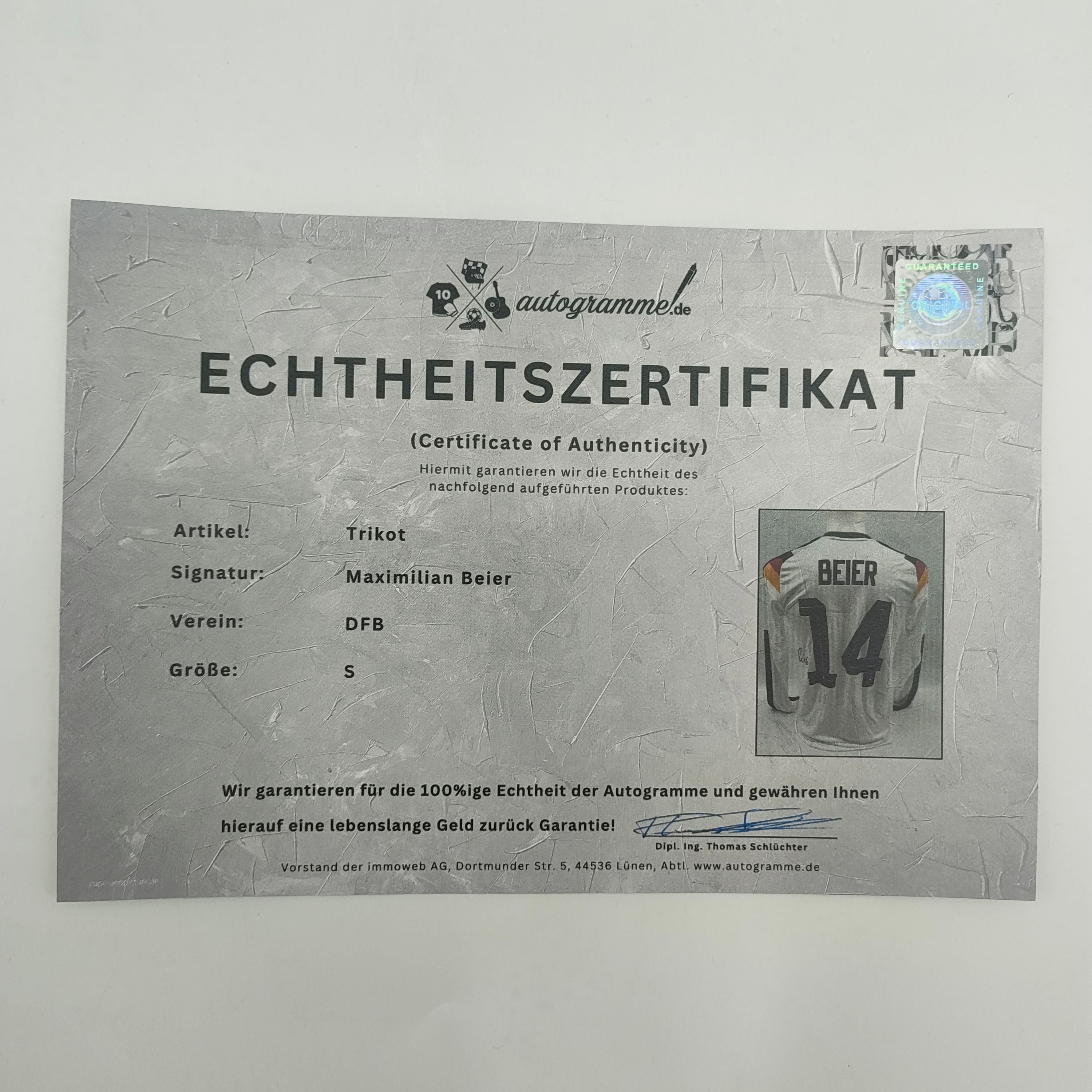 DFB Langarmtrikot WM 2026 Maximilian Beier signiert Autogramme Adidas neu S