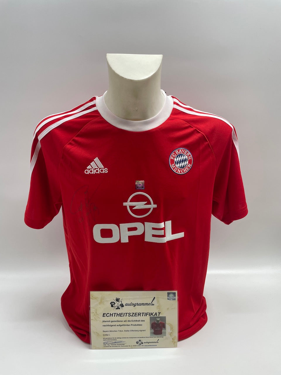 Bayern München Trikot Stefan Effenberg signiert Autogramme Adidas L