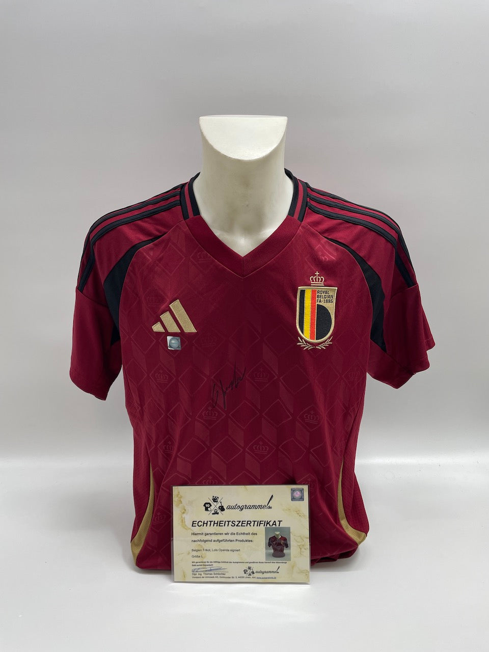 Belgien Trikot Lois Openda signiert Adidas COA Autogramm L