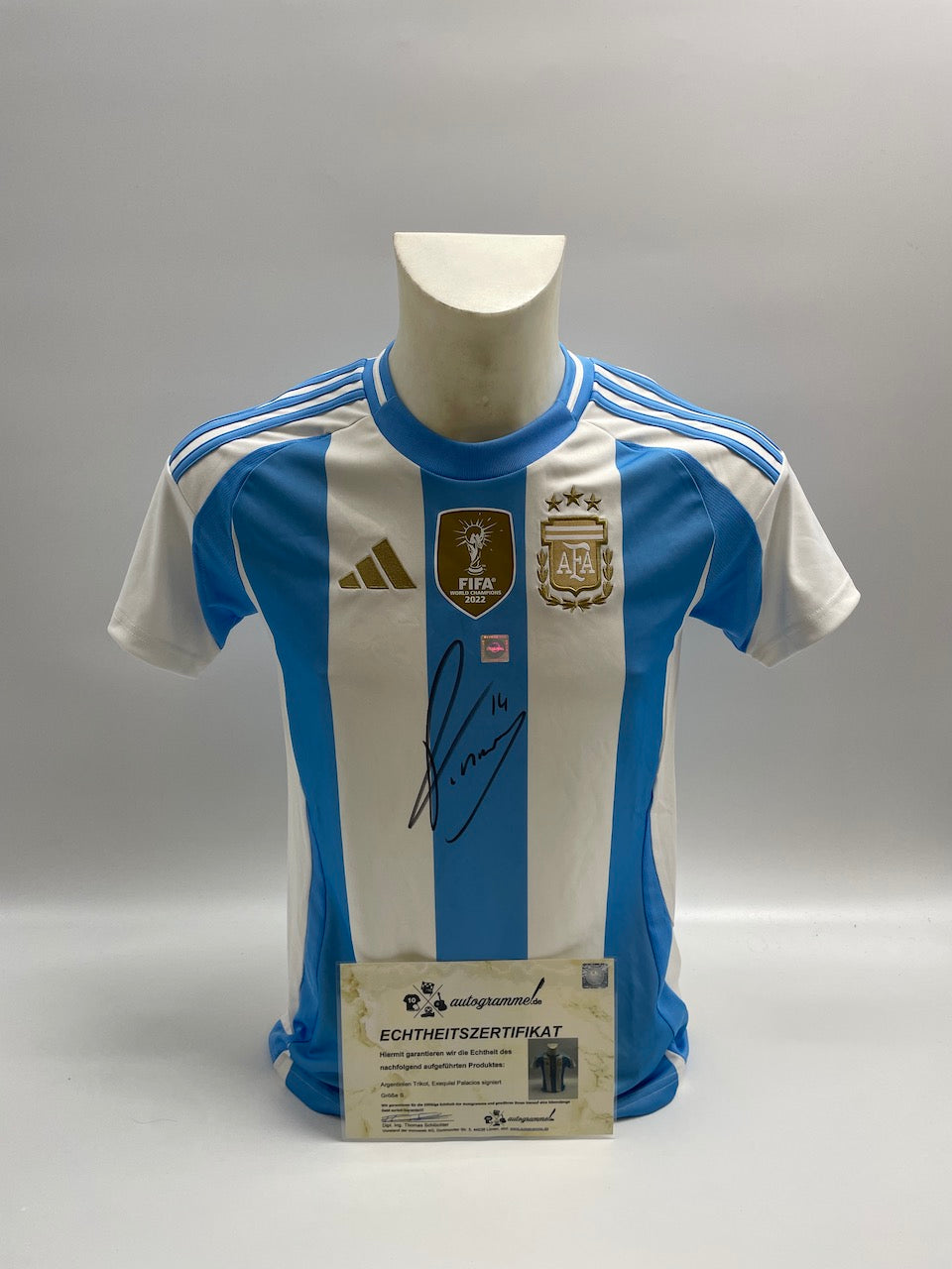 Argentinien Trikot Exequiel Palacios signiert Autogramm Adidas COA S