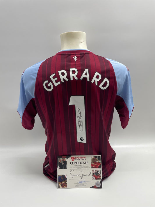 Aston Villa Trikot Steven Gerrard signiert Autogramm Kappa Neu M