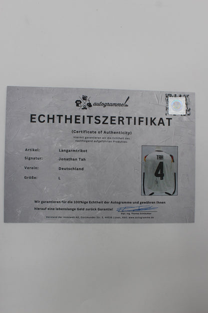 DFB Langarmtrikot WM 2026 Jonathan Tah signiert Autogramme Adidas COA neu L