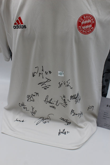Bayern München Trainingsshirt 2021/2022 Teamsigniert COA Bundesliga Adidas XL