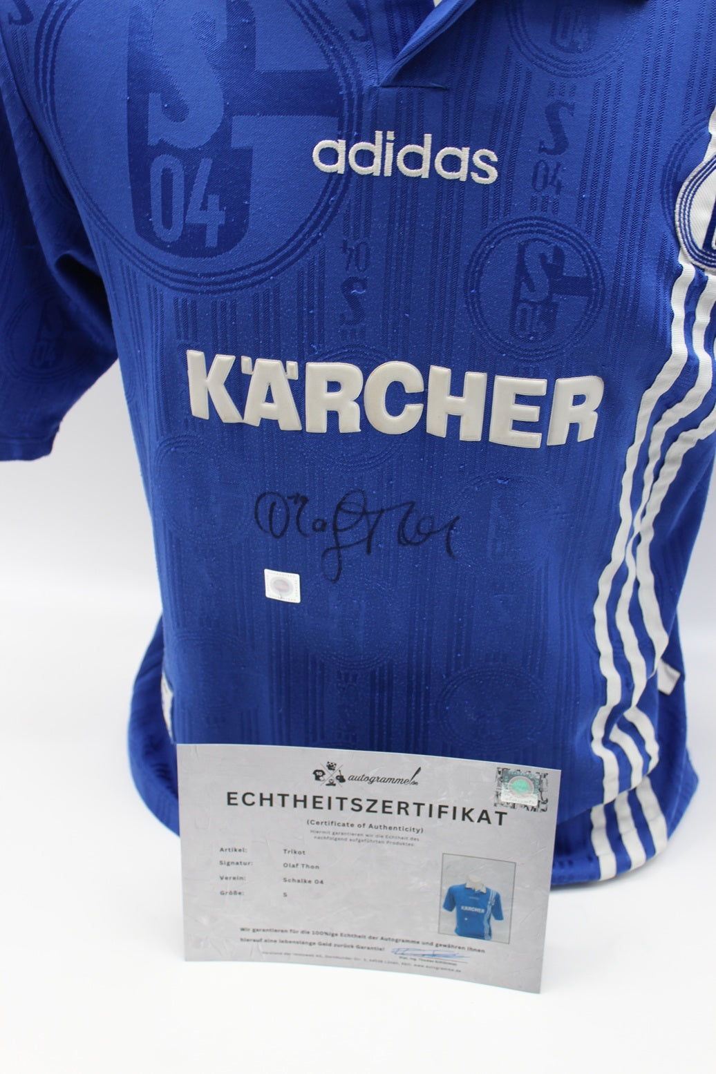 Schalke 04 96/97 Trikot Olaf Thon signiert S04 Bundesliga Fußball Adidas Neu S